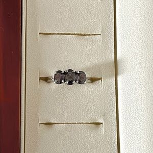 Sapphire and White Zircon 10k white gold ring